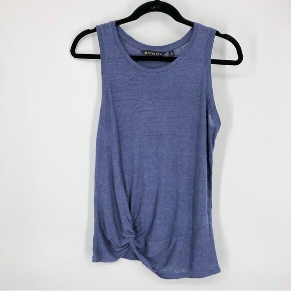 Athleta Twist Zephyr 100% Linen Tank Top Womens Small Blue Sleeveless 75851 - Picture 2 of 11